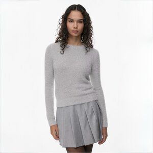 Aritzia Sunday Best Lilac Grey Kitten Cozy Fuzzy Knit Sweater Size M